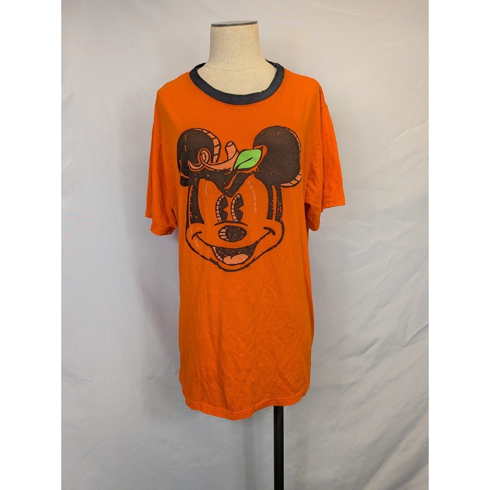 Disney Mickey Mouse Pumpkin Halloween T-Shirt Orange Graphic Tee Size XXL
